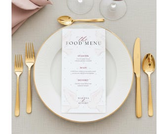Elegant Wedding Menu Canva Template | Printable Dinner Menu