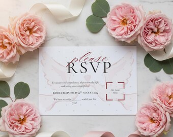 Elegant Wedding RSVP Card Canva Template | Blush & Burgundy (Digital)