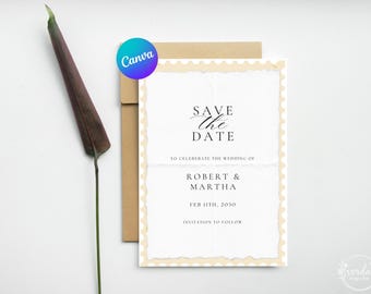Save the Date Template Minimalist Wedding Announcement Editable Canva Template Modern Elegant Printable Save the Date Card