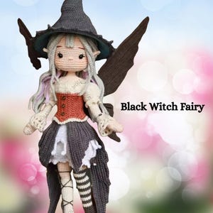 Fairycore Virkad Docka, Fjärilsvingar & Häxhatt (15 Tums Mjuk Skulptur)