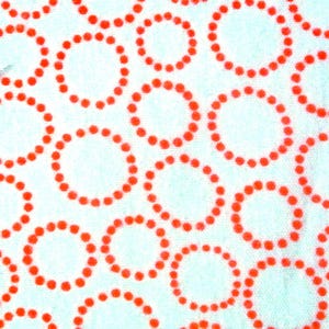 Vintage 1980s IKEA Cotton Fabric: Orange Circles on White Quilting Sewing (24.5x29.5 inches)