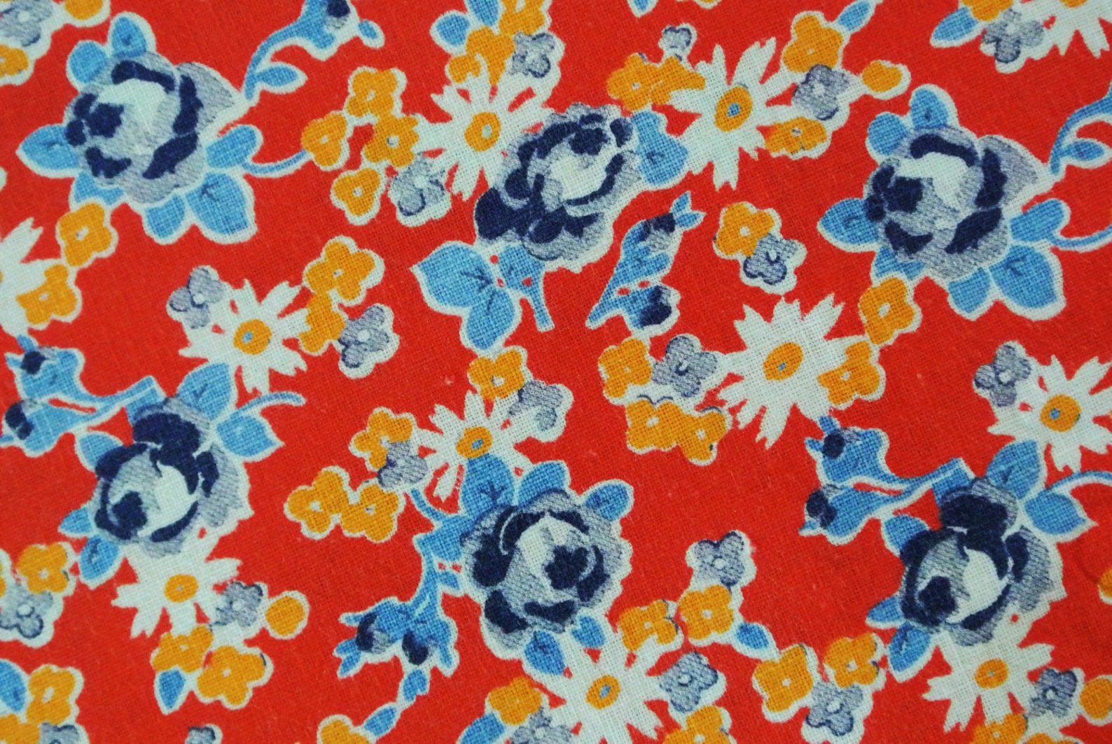 Vintage 1940s Unused Printed Highquality Cotton Fabric W Etsy