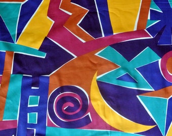 RARE 1980s IKEA Fabric: Swedish Multicolor Abstract Cotton