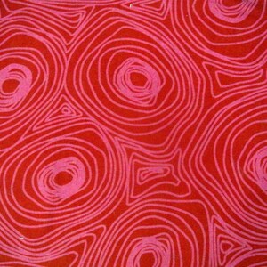 1990s IKEA Swedish Cotton Fabric: Marjatta Metsovaara Ruusu Red Swirl Pattern