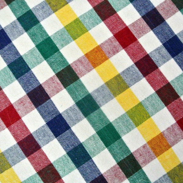 Vintage 1950s unused woven quilt cotton fabric with multicolor checkered pattern for your quilting/ sewing prodject