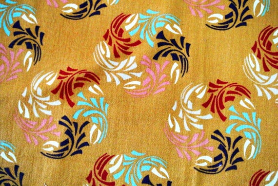Vintage 90s Swedish Flannel Cotton Fabric: Multicolor Swirl Print