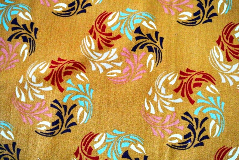 Vintage 90s Swedish Flannel Cotton Fabric: Multicolor Swirl Print image 1