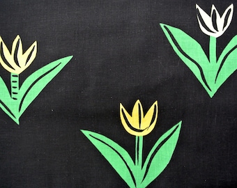 Vintage Ulrica Hydman Wallien-stof: grote tulpenprint, Zweeds design jaren 80