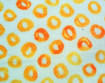 Vintage 1970s prewashed printed quilting/ sewing cotton fabric with yellow small circle pattern on bone white bottom for sewing prodject