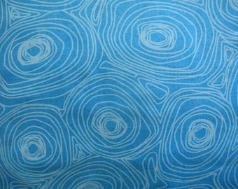 1990s IKEA Swedish Cotton Fabric: Turquoise Swirl Pattern
