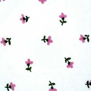 Vintage bomullstyg från 1970-talet: Rosa olivblommönster, quiltprojekt (45 x 61 cm)