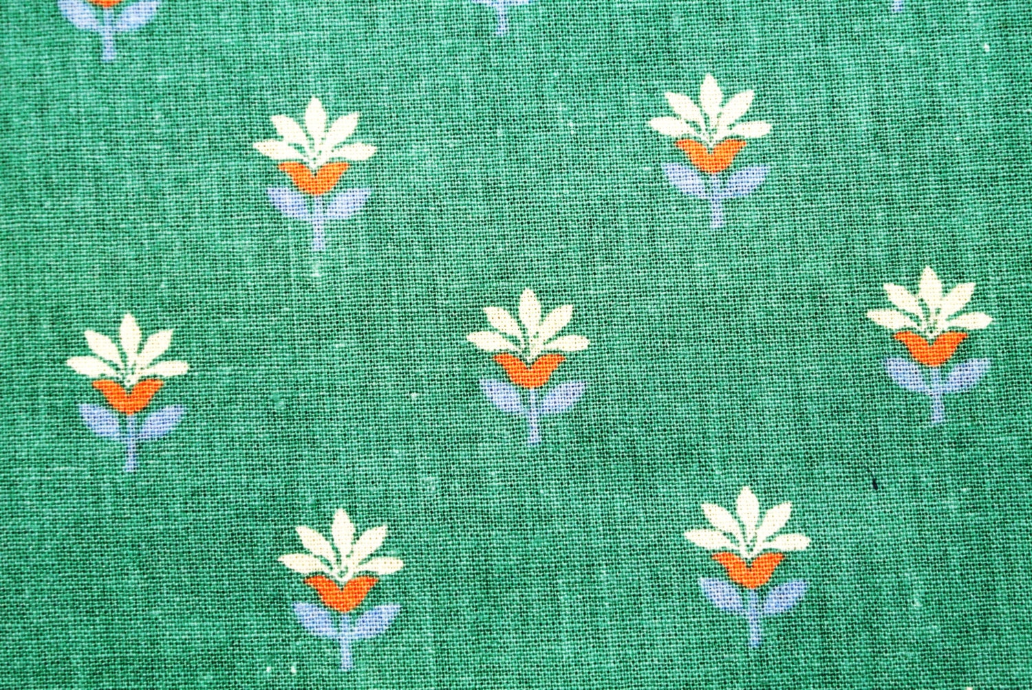 Vintage 1970s fabric in highquality unused cotton with printed blue