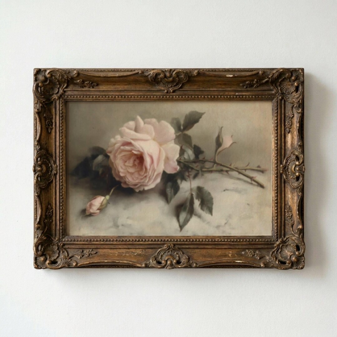 Vintage Rose Still Life Wall Art Printable, Antique Floral Painting ...