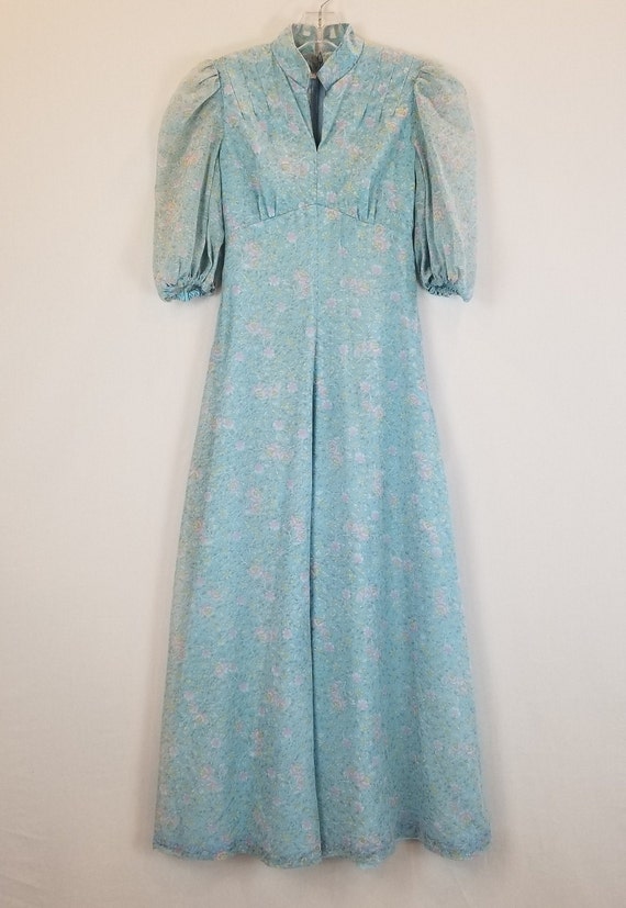 1960s Cottagecore Romantic Puff Sleeve Chic Blue … - image 2