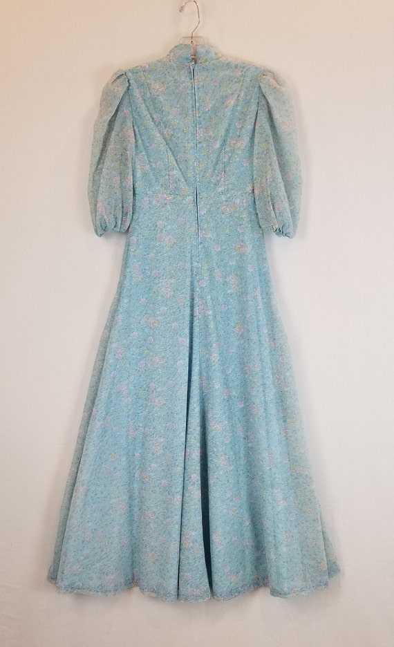 1960s Cottagecore Romantic Puff Sleeve Chic Blue … - image 3