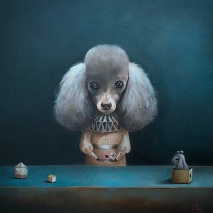 The Poodle original art PRINT, Dog painting Animal Art, Poodle Painting, Poodle Art, Dog Art, Sweet Poodle, Whimsical Animal Lover Art image 1