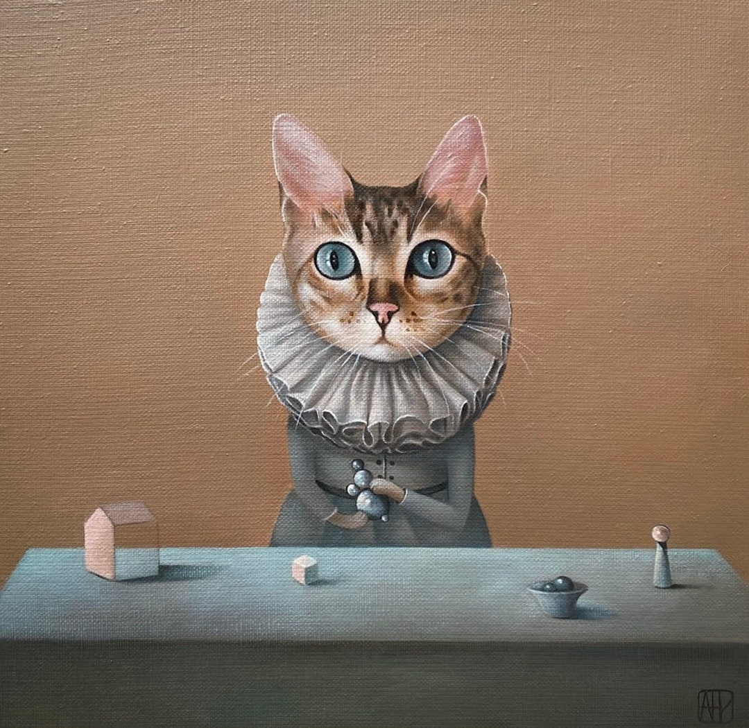 Cat PRINT From Oil Painting, Cat Wall Art, Cat Decor, Cat Illustration ...