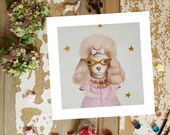 Poodle dog  Print, dow wall art, dog decor, dog illustration, dog picture dog gift for dog lover girl room wall decor poodle dog painting