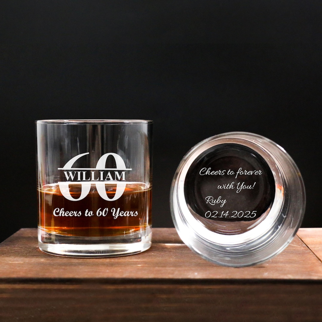60th Rocks Custom 60th Birthday Rocks Glasses, Aged to Perfection Whiskey Glass ...