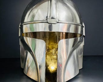 Mandalorian Helmet Wearable Cosplay Armor Helmet, Black Series  Warrior Helmet, Metal Costume Prop Helmet, Collector Display Gift for Fans