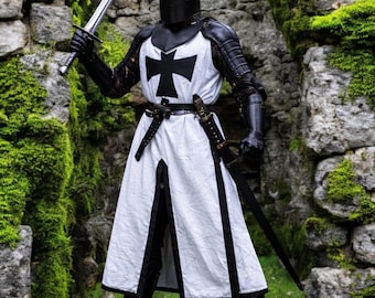 Medieval Black Templar Knight Full Body Armor Suit with Helmet | Gothic Crusader Steel Armor | LARP, Reenactment,Halloween Costume Armor