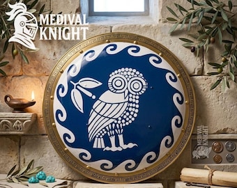 Athena Owl Greek Shield Replica, Ancient Greek Wall Decor, Spartan Hoplite Shield, Medieval Warrior Decor Historical Medieval Wall Hanging