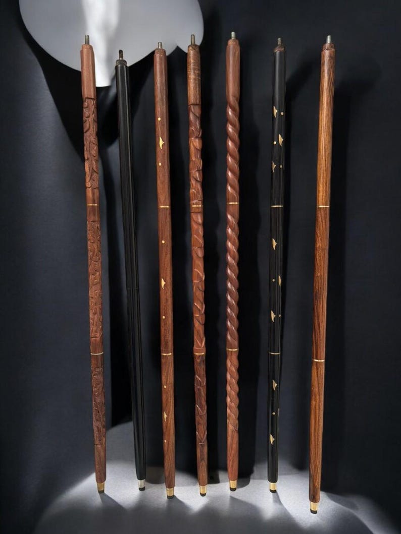 Handcrafted Folding Wooden Walking Cane | Floral Carved Travel Stick - Etsy