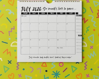 Calendario Neurospicy divertente 2026: pianificatore sarcastico per l'ADHD (PDF stampabile formato A4)