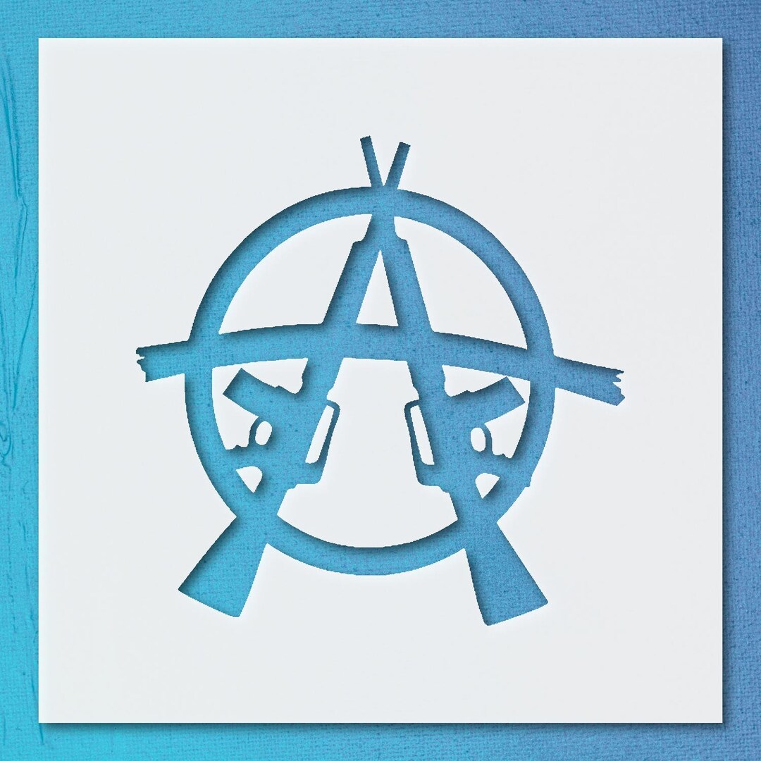 A Stencil Featuring Crossed Rifles Anarchy Symbol for Rebellion Art ...