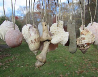 BEACH ORNAMENTS Sea Glass Shell Ornament Beachy Holiday Decor