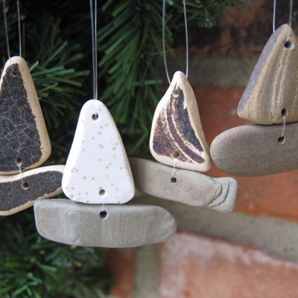 SAILBOAT BEACH Glass ORNAMENT Sea Glass Ornament Beachy Holiday Beach Glass Decor