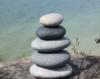 Beach Stone Stacks ~ Zen Garden ~ Natural Cairn Stones Balancing Rocks Boho Yoga Meditation Lake Erie Supply