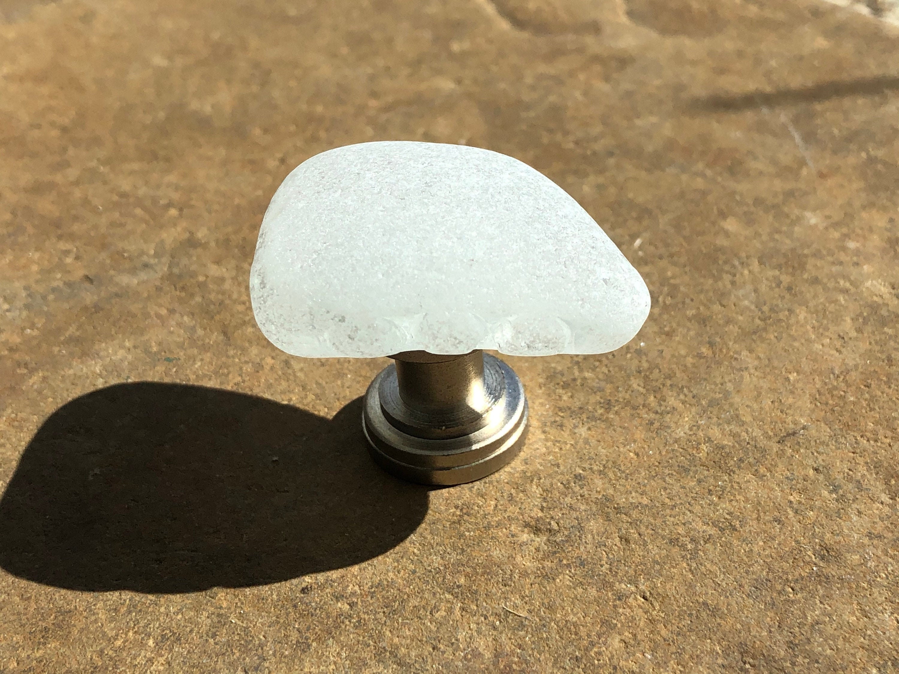WHITE Genuine BEACH GLASS Knob Sea Glass Knobs Etsy