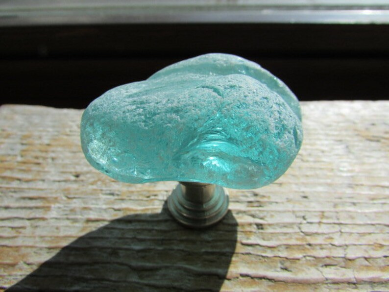 Large Aqua Genuine Beach Glass Insulator Cabinet Knob Sea Etsy