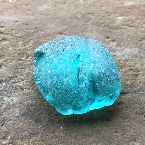 GENUINE Beach Glass Cabinet Knob ~ AQUA BLUE Sea Glass Cabinet Knob ~ Drawer Pulls ~ Rare Insulator Shard