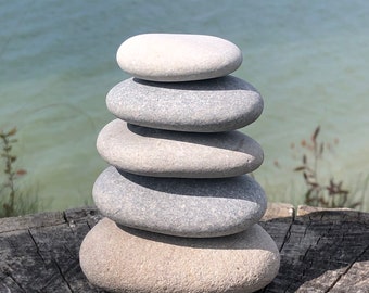 Beach Stone Stacks ~ Zen Garden ~ Natural Cairn Stones Balancing Rocks Boho Yoga Meditation Lake Erie Supply