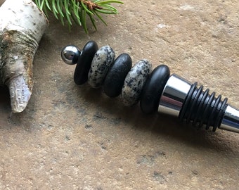 Natural Beach Stone Wine Stopper ~ Rustic Stone Wine Stopper ~ Cairn STack ~ Lake Erie ~ Gift