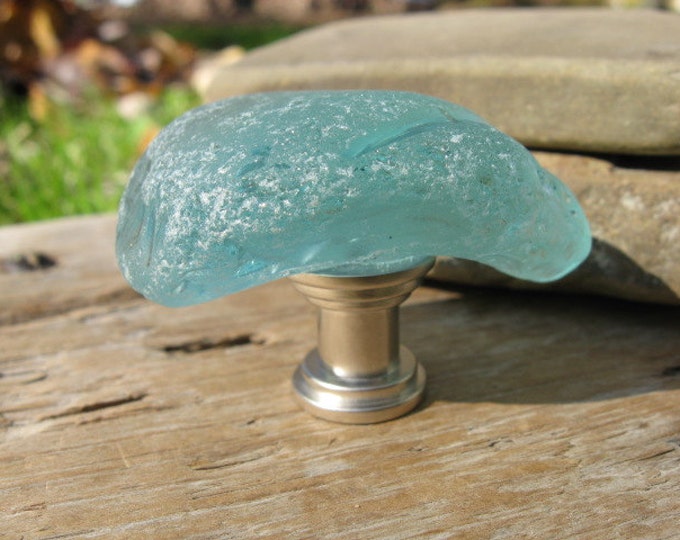 AQUA BLUE Beach Glass KNOBS Sea Glass Knobs Drawer