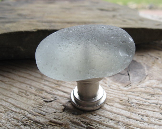 GREY Beach Glass KNOBS Sea Glass Knobs Drawer Pulls Etsy