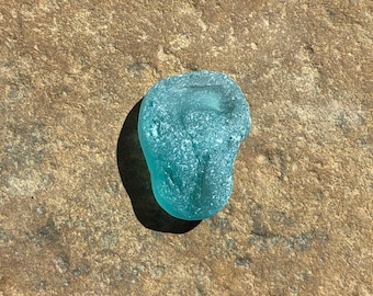 Pomello per mobile in vetro da spiaggia ORIGINALE ~ Pomello per mobile in vetro di mare BLU ACQUA ~ Maniglie per cassetti in vetro