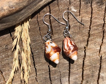 SIMPLE Seashell Earrings ~  Sea Shell DANGLE Earrings ~ Natural Earrings