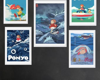 Ponyo Poster – Studio Ghibli wall art, Hayao Miyazaki anime print, aesthetic bedroom & living room decor, fan gift