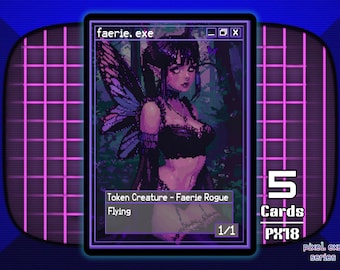 5x Faerie 1/1 Flying Black MTG Token - Pixel Tokens by Teddy PX18