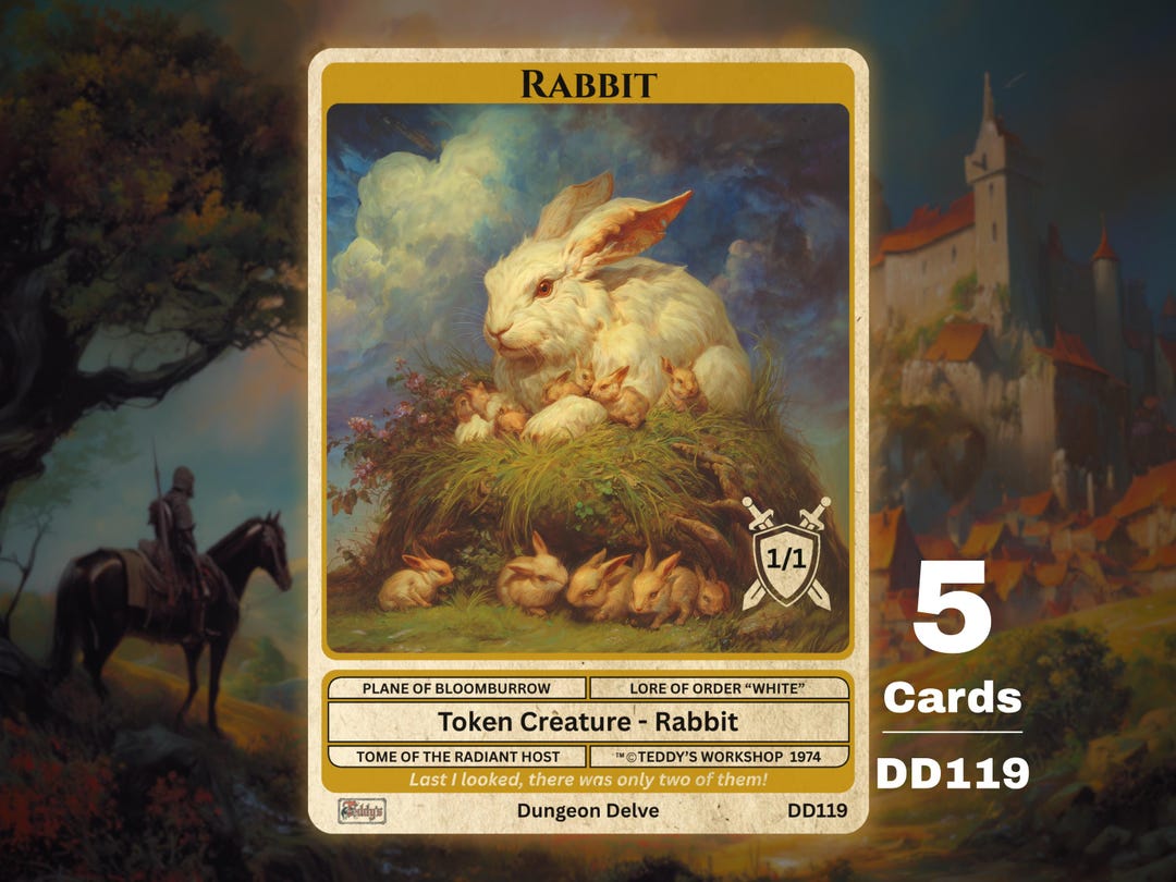 5x Rabbit 1/1 White Hare Apparent MTG Token - Teddy's Workshop DD119 - Etsy