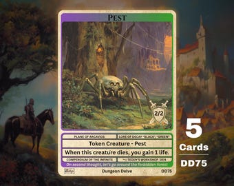 5x Pest 1/1 MTG Black Green Token - Teddy's Workshop DD75