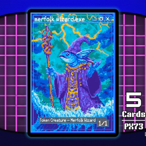 5 fichas de Mago Tritón 1/1 Azul MTG - Fichas de píxeles de Teddy PX73