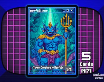5x Merfolk 1/1 Blue MTG Token - Pixel Tokens by Teddy PX71