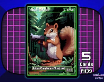 5x Squirrel 1/1 Green MTG Token - Pixel Tokens by Teddy PX39