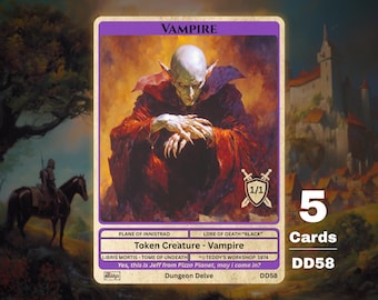 5x Vampire 1/1 Black MTG Token - Teddy's Workshop DD58