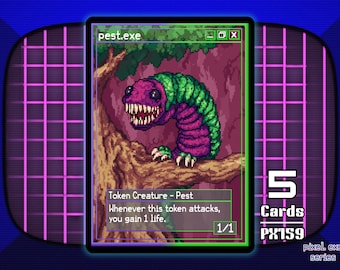 5x Pest 1/1 Gain Life MTG Token - Pixel Tokens by Teddy PX159